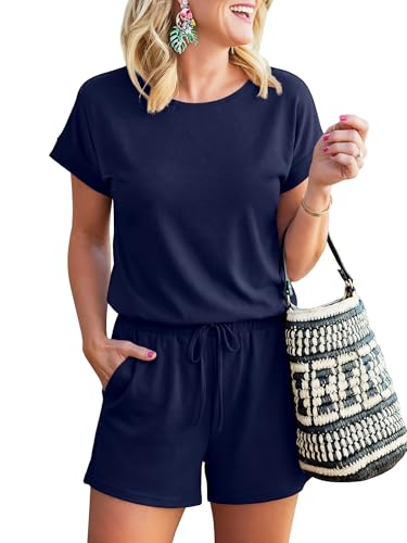 ANRABESS Rompers for Women Summer 2026 Casual Dressy One Piece Tshirt Short Pants Jumpsuit Beach...