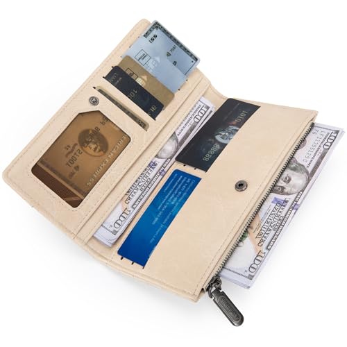 Image of Wrangler Minimalist Wallet for Women Credit Card Wallet Ladies Travel Wallets Monederos de Mujer Card Cases & Money Organizers with Smooth Zippers Tan