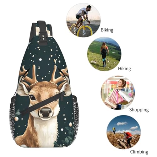 Mochila bandolera unisex ligera con estampado Elk miniatura 6