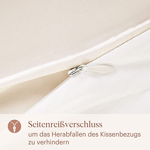LILYSILK 19 Momme Seidenkissenbezug 40x60 Uniseite 100% Maulbeerseide Kissenbezug, Uniseite aus Baumwolle Kopfkissenbezug mit Reißverschluss Haar- und Hautpflege Seidenbezug 1 Stück—Elfenbein - Image 4