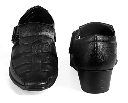 Image of BXXY Men's 2 inch Height Increasing Synthetic Material Formal Velcro Roman Sandals with Pu Sole.