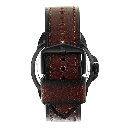Fossil Men Leather Bronson Analog Black Dial Watch-Me3219, Band Color-Brown - Image 4
