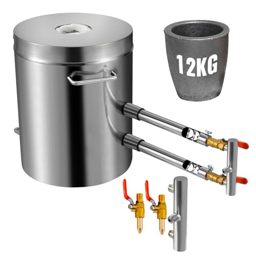 Happybuy Propane Melting Furnace Kit, 12KG Capacity Stainless Steel Foundry, Blacksmithing Forge with Crucible & Tongs, for Gold Copper Silver Metal Casting & Recycling