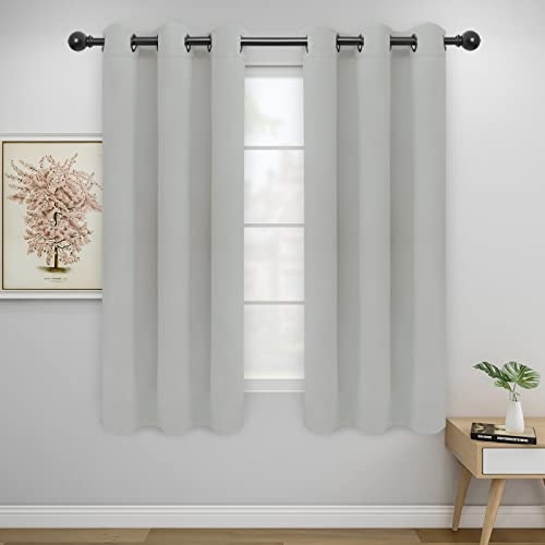 Image of Easy-Going Blackout Curtains for Bedroom, Solid Thermal Insulated Grommet and Noise Reduction Window Drapes, Room Darkening Curtains for Living Room, 2 Panels(46x63 in, Greyish White)