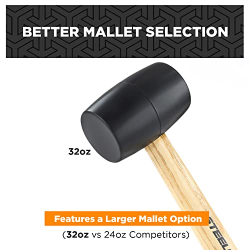 Steelhead 3-Piece Wood Handle Rubber Mallet Set | 8Oz, 16Oz & 32Oz Mallets | Lightweight & Durable, Strike-Minimizing Handles, Usa-Based Support #TOP2