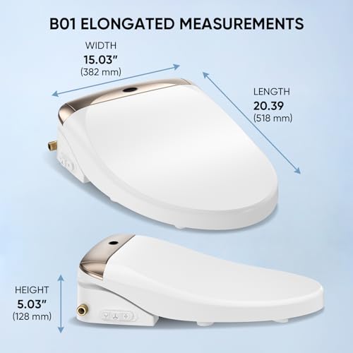 Image of LEIVI Electric Bidet Toilet Seat with Wireless Remote and Side Panel, Multiple Spray Modes, Adjustable Heated Seat, Warm Water and Air Dryer, Auto LED Nightlight, Elongated