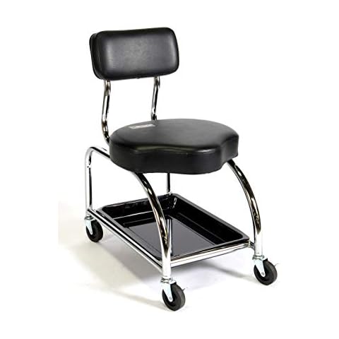 ShopSol 3010001 Heavy Duty Mechanics Stool with Backrest and Tool Tray. 450-Pound Capacity Cover