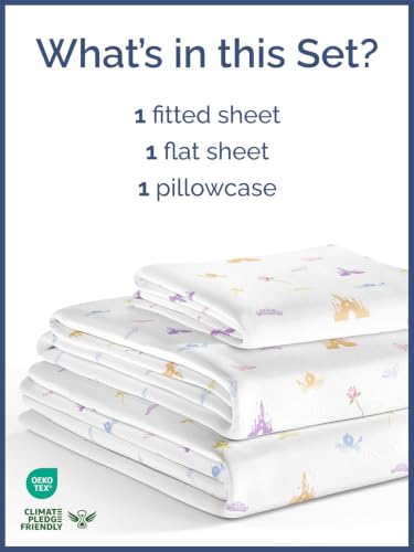 Image of Kids Twin XL Size Princess Bed Sheets - 3 Piece Kids Princess Sheet Set | Princess Themed Bedding, Ultra-Soft, Cute & Cozy, Breathable & Machine Washable, Bed Set for Boys, Girls & Teens, Breathable