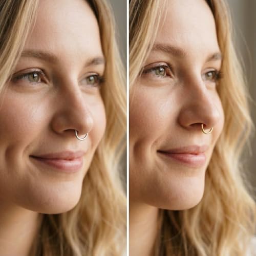 Image of Via Mazzini 316L Stainless Steel No-Tarnish No-Rusting 13mm Stylish Clip On Non Pierced Nose Ring For Women And Girls (2 PCS) (NR0126)