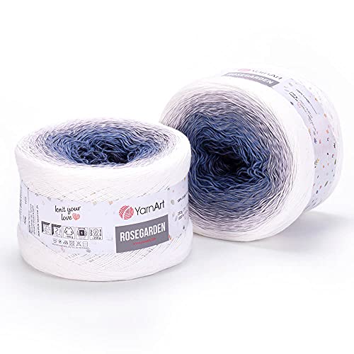 Image of Yarn Art Flowers Rosegarden 100% Cotton 250gr 8.80 oz 1094yds Multicolor Cotton Yarn Rainbow Crochet Yarn Spring Summer (306)