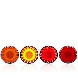 AXVBXZ 12V 24V Additional Brake Light High Mount LED 7 Inch Flash Stop Lamp Side Turn Signal Compatible With Micro School Bus Ice Cream Truck Round(2X Red 2X Amber)