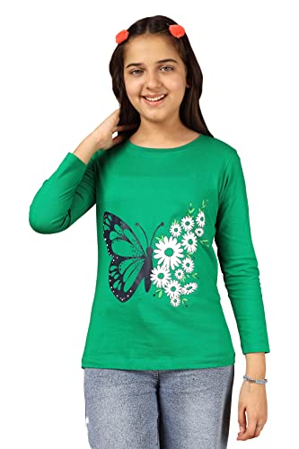 Image of KYDA KIDS Girls 100% Cotton Full Sleeve Printed T-Shirt (Pack of 3)