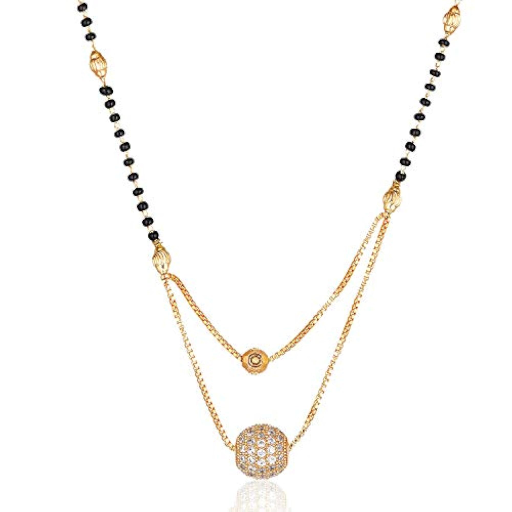 Women's Gold Double Ball Mangalsutra, Traditional Design
