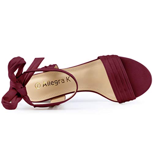 Image of Allegra K Women's Open Toe Ankle Tie Back Block Heels Sandals