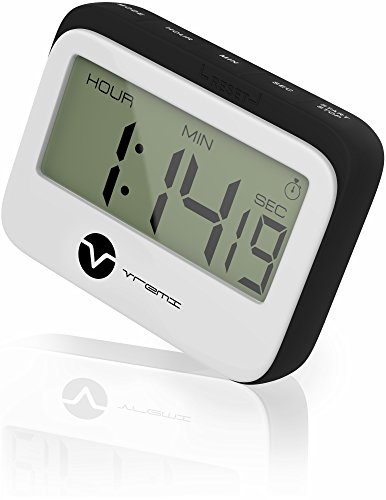 Vremi Digital Kitchen Timer - Magnetic Clock Loud Alarm Large Hour Minute Seconds Display - Cute Retro Shape Stopwatch Countdown Timer Magnet for Cooking and Baking - AAA Battery Included - Black