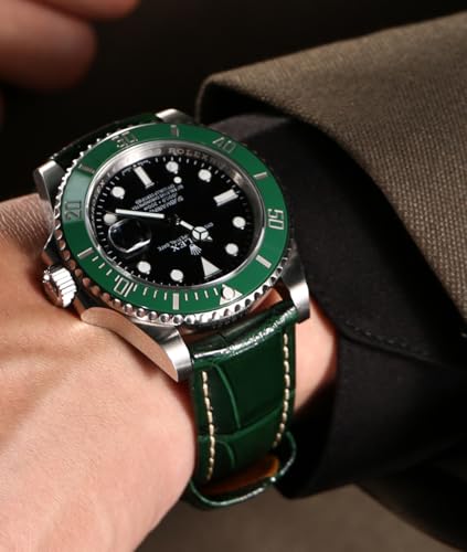 REZERO Leather Watch Bands for Men, Quick Release Watch Straps, Luxury Italian Alligator Grain Embossed Band Replacements 19mm 20mm 21mm 22mm