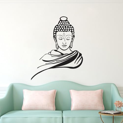 Image of Sticker Studio Lord Buddha PVC Vinyl,Wall Sticker for Home Decor - Ideal for Living Room, Bedroom, Hall, Kids Room, Play Room (Size -45 cm x 45 cm) (Black Buddha (48 Cm X 33 Cm))