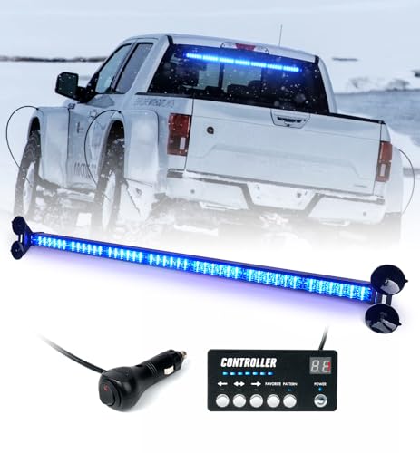 LUMENIX 31 Inch LED Traffic Advisor Strobe Light Bar w/Controller Rear Windshield Window Flashing Warning Directional Emergency Lightbar for First Response Vehicles Police Trucks Volunteer - Blue