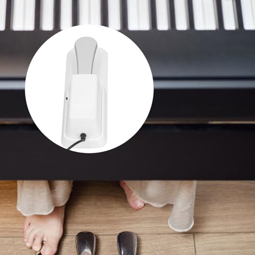 Sustain-Pedal, Fußpedal für Digitalpianos mit 6,35-mm-Anschluss, Universelles Sustain-Pedal mit Anti-Rutsch-Gummi, für MIDI-Keyboards, Digitalpianos (WHITE)