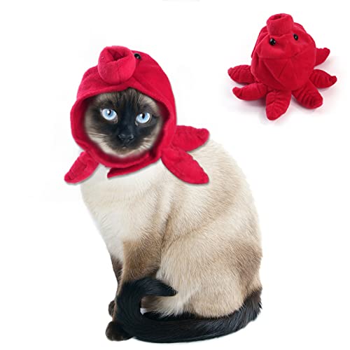 Red Octopus Hat Cap for Cat Dog Halloween Head Accessories Headgear Xmas Headdress