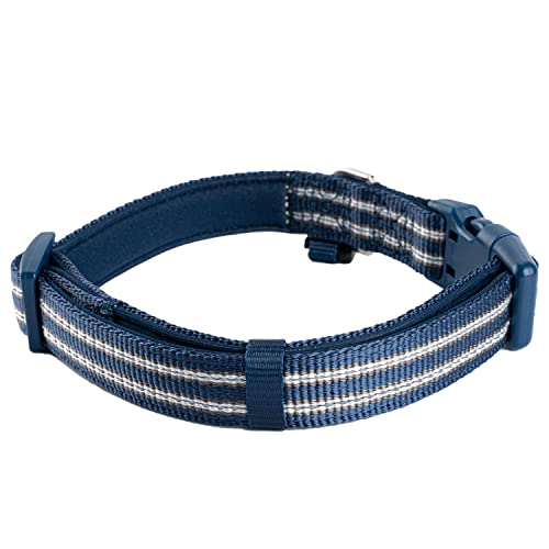 Petiry Reflective Nylon Dog Collar With Soft And Comfortable Neoprene Padding,Adjustable For Medium Dogs.(Neck 13"-18.9",Blue) #TOP5