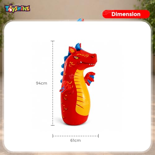 Image of Toyshine Inflatable Hit Me Dragon Self Balancing Punching Bop Bag Boxing Toy | Sports Indoor Activity Push Game Playtime Equipment for Toddlers Kids 3+