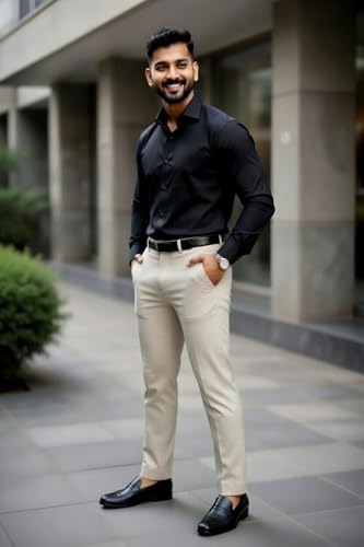 Image of Men's Formal Shirt and Trouser Combo Set | Slim Fit Stylish Office Wear | Premium Cotton Blend Shirt Pant Set for Men | Top & Bottom Clothing Set