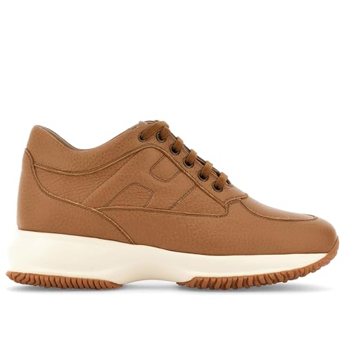 Hogan Sneaker da Donna Interactive in Pelle Martellata Color Cuoio