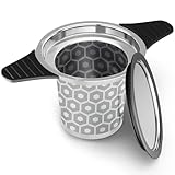 Reinmoson Extra Fine Mesh Tea Strainers & Filters for Loose Tea Single Cup, 304 Stainless Steel and Food Grade Silicone Loose Leaf Tea Steeper for Black Tea, Coffee, Rooibos, etc