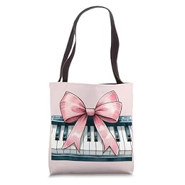 Coquette Bow Piano Mom Pianist Mothers Day Pink Ribbon Girl Tote Bag