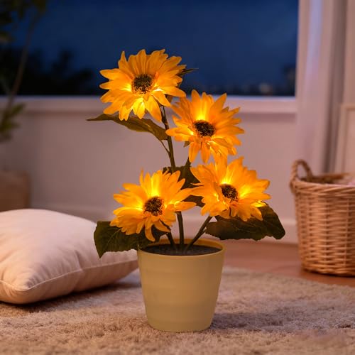 Image of Sunflower Lamp Gifts for Women Mom Grandma Girlfriend Friend Wife Her Christmas Valentines Mothers Day Anniversary Birthday Gifts, Bedroom Bar Coffee Shop Sunflower Light Lamp Decor