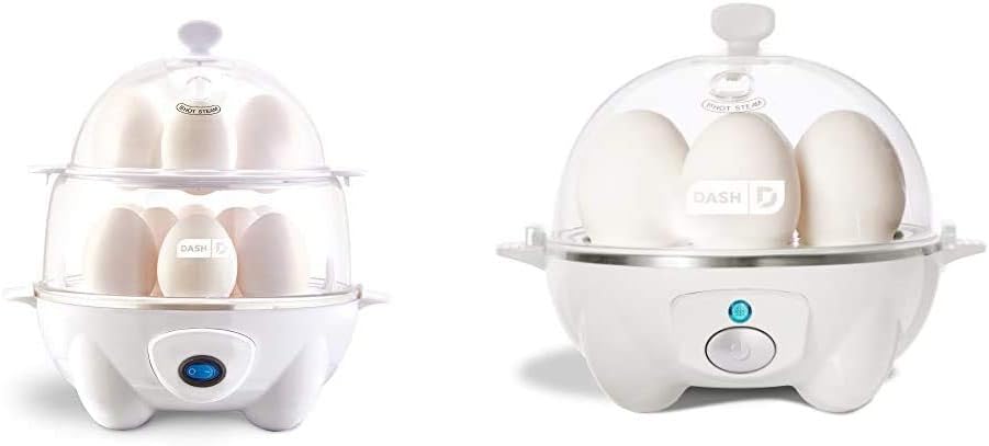 Dash Olla de huevos rápida de lujo, olla de huevos blanca y rápida olla eléctrica de huevos de 6 huevos para huevos duros duros, huevos escalfados,