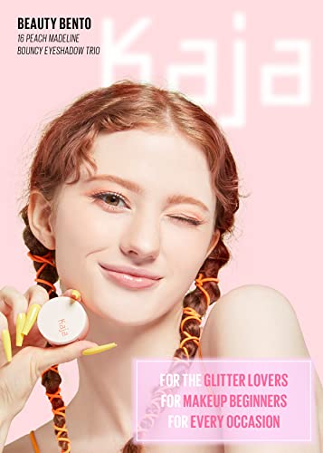 Kaja Beauty Bento Collection - Bouncy Eyeshadow Trio | 16 Peach Madeline | Nude Peach Tone | Vegan, Cruelty Free #TOP1