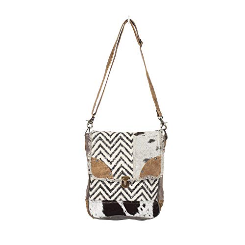 Myra Bag Rug & Patches Upcycled Canvas & Cowhide Shoulder Bag S-1370 #TOP5