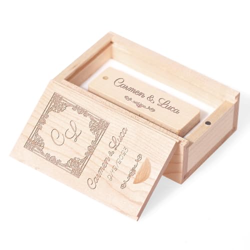 Clé USB en bois massif 64 Go avec son coffret en bois noble taillé pour durer