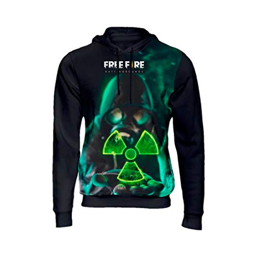 Moletom Blusa Free Fire Máscara Toxic Tumblr Top Full 3d 87 Preto Cor: Preto; Tamanho: M