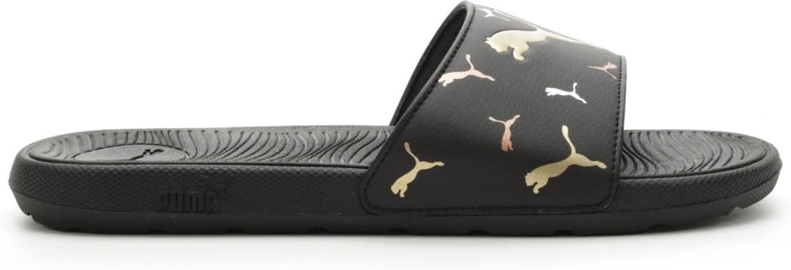 Puma - Womens Cool Cat 2.0 Toss Sandals, Color Puma Black/Metallic Gold/Puma Silver, Size: 5 M US