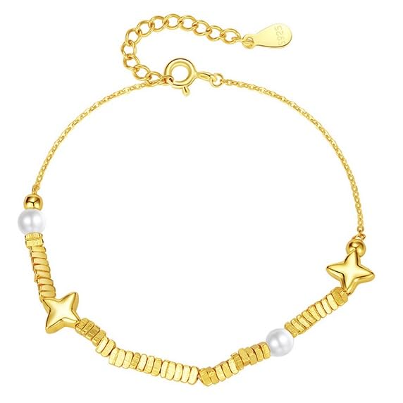 Bracelet perles baroques en argent massif plaqué or 16k de qualité