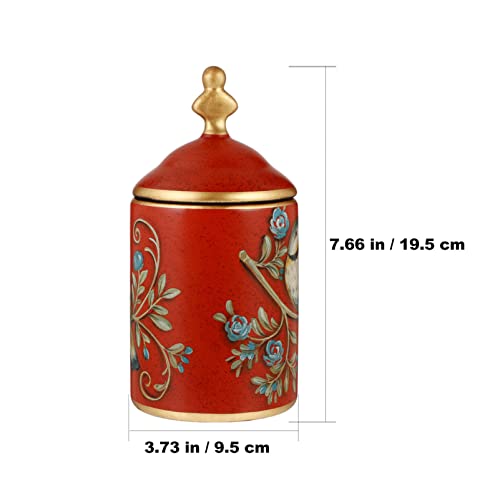 Candy Jars With Lids Ceramic Canister Vintage Bird Pattern Food Storage Container Porcelain Scented Candle Jar For Flour Cereal Tea Sugar Cookies Candle Soap Red #TOP5
