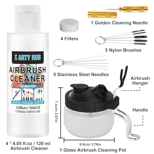 image for X ARTY HUB Airbrush Cleaning Kit - 4 * 4.05 fl oz / 120 ml Airbrush Cl