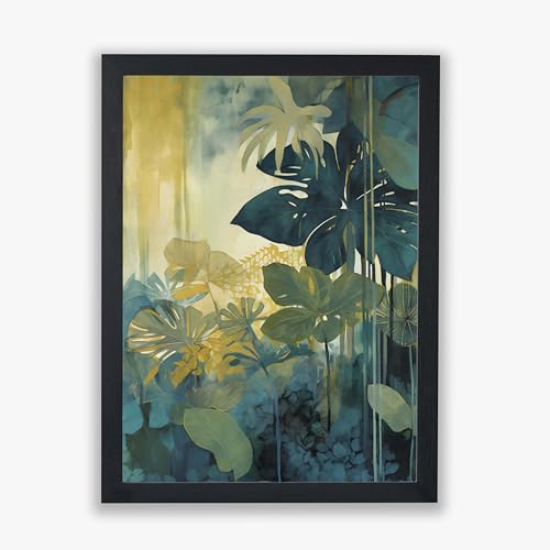 Habillez un grand mur vide avec l'imprimé feuilles tropicales Canopy Light I encadré XL