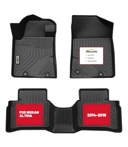 orealtrend Car Floor Mats Compatible with Nissan Altima 2014-2018 Heavy Duty All Weather Guard Spill Proof Front Rear Carpet Custom Fitted Liners Odorless Anti Slip Accessories for Men Dad