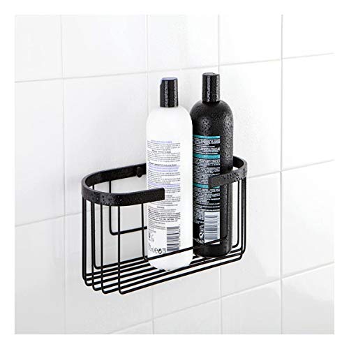 TATAY - L-shaped corner shower basket. Black aluminium. Dimensions: 30x8.5x30cm, Black/White - Image 4