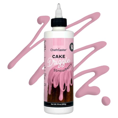 Strawberry-Flavored Cake Drizzle by Chefmaster, Edible Cake Drip Frosting for Decorating, Drip for Cakes, Cupcakes, Cookies, Donuts, 10 oz