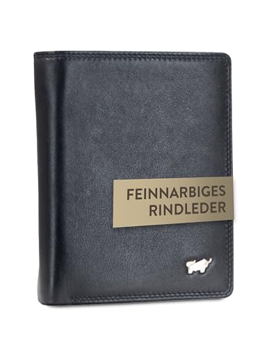 BRAUN BÜFFEL Herren Geldbörse aus echtem Rindsleder Golf mit RFID Schutz - Hochformat Geldbörse mit 7 Kartenfächern + Loop - Edles Schwarz