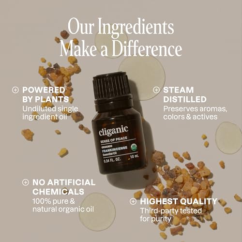 Image of Cliganic USDA Organic Frankincense Essential Oil, 1oz - Boswellia Serrata, 100% Pure Natural Undiluted, for Aromatherapy | Non-GMO Verified
