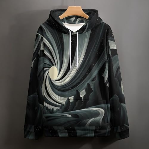 Sweat-shirts nouveauté noir fantastique avec grand imprimé 3D galaxie et poches