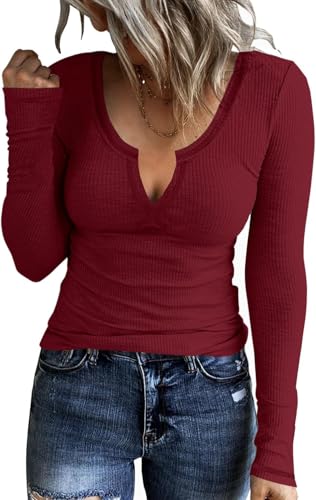 TrendiMax Damen Langarmshirt Gerippt Stretch Pullover Elegant Langarm...
