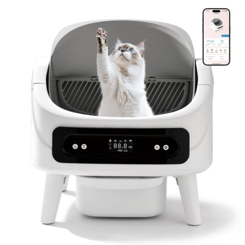 Katzenklo Selbstreinigend,15L XXL Behälter, Selbstreinigende Katzentoilette SAMTI Klobot, für Mehrkatzen-Haushalte, automatisches Katzenklo XXL mit App Steuerung Adjustable Entry Height