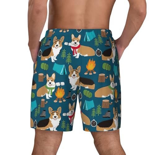 Bañador para hombre de playa con estampado de corgi transpirable 7